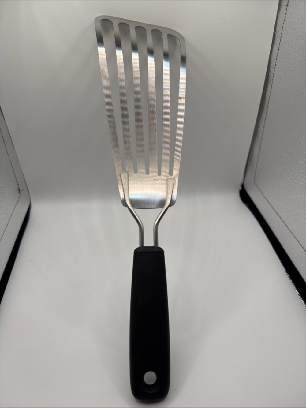 OXO Stainless Steel Slotted Turner Spatula with Black Handle